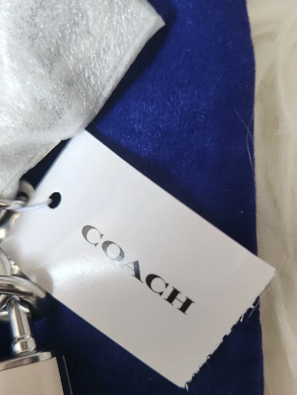 Coach Silver and Ivory Padlock Key Charm NWT